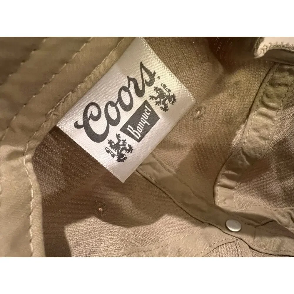 Vintage Style Coors Banquet Beer Corduroy Snapback Hat Logo Golden Colorado Cap